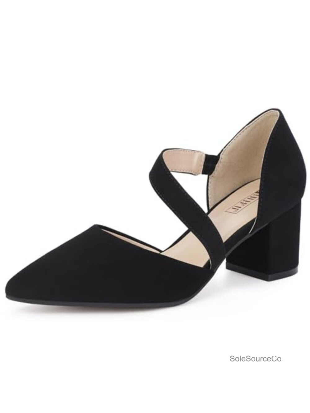 Women's Closed Pointed Toe Low Block Chunky Comfort Heels Pumps